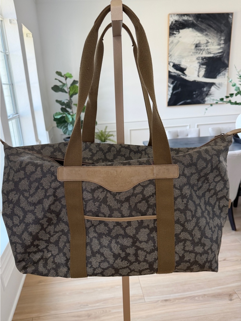 Yves Saint Laurent Vintage Giraffe Print Weekender Travel Tote + toiletry bag